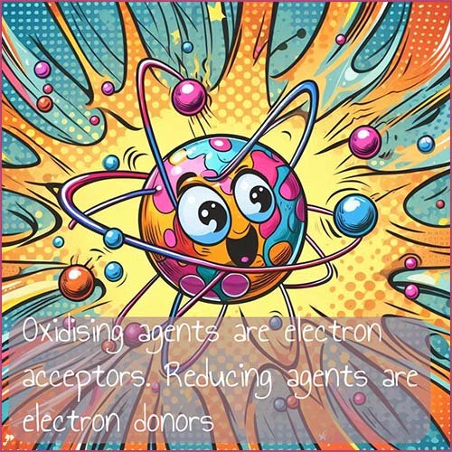 Cartoon image to show defintions for oxidising and reducing agents